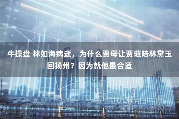 牛操盘 林如海病逝,为什么贾母让贾琏陪林黛玉回扬州?因为就他最合适
