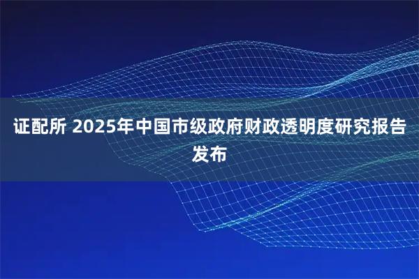 证配所 2025年中国市级政府财政透明度研究报告发布